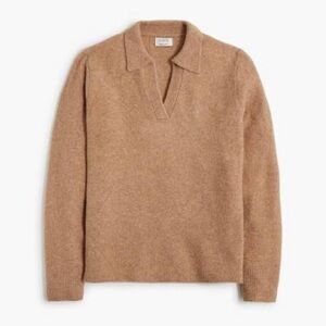J. Crew Women's V-Neck Cotton Polo Sweater in Tan